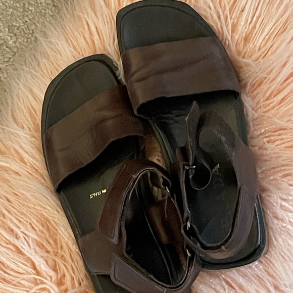 Prada Leather Sandals Adjustable Ankle Straps Y2K - Picture 1 of 15